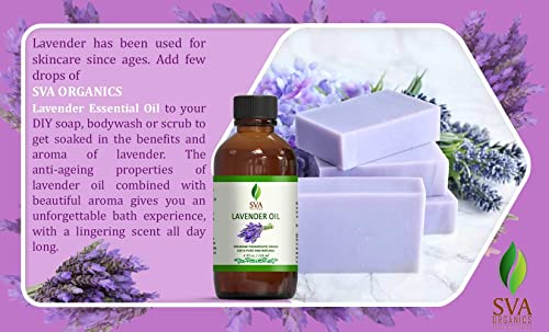 Sva Organics 100% Natural Lavender Essential Oil – Therapeutic Grade Aromatic Oil, 4 Fl Oz With Dropper | Natural Aromatherapy Oils #TOP4