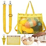 Genérico Aufbewahrungsfach – 30,5 cm | Netz: transparente Garnaufbewahrung mit magnetischem Loch- und Netzverschluss zum Stricken, Häkeln, Gelb, Consulte la descripción