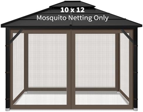 Iheqard Gazebo Replacement Mosquito Netting 10x12 ft Brown Patio Screen with Zipper Panels image 27