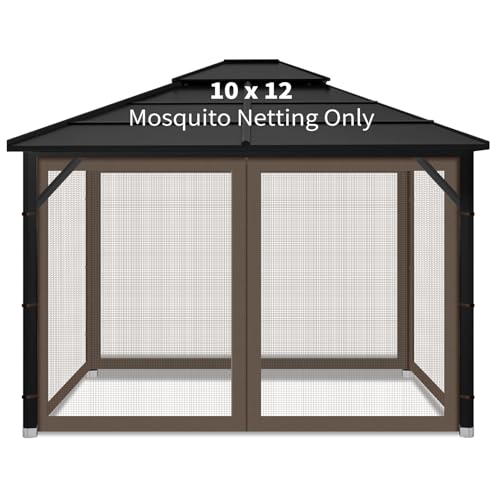 Gazebo Replacement Mosquito Netting Outdoor Universal Gazebo Canopy 4-Panels Screen