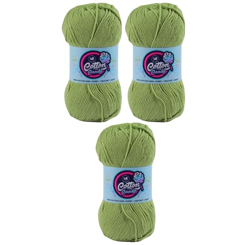 Image of NESTNHAVEN Cotton Candy 100% Cotton Yarn - (100g, 185 Meters) - Luxury Yarn for Crochet, Amigurumi, Embroidery, Toys, Garments, Flowers and Hobby, Projects. (Pista Green) | (300 Gm)