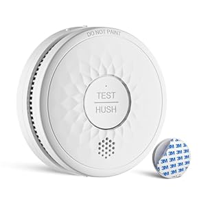 Rauchmelder 10 Jahre Lebensdauer, 5 Jahre Batterie（AA）, ohne Blinkende LED Feuermelder EN14604 Zertifiziert 1er-Pack