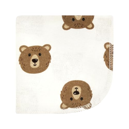 Image of Hudson Baby Unisex Baby Flannel Cotton Poly Washcloths, Brown Bear 12 Pack, One Size