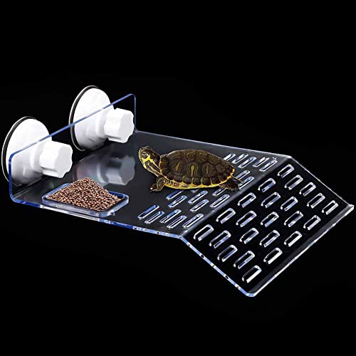 Image of Clear Acrylic Turtle Basking Platform Tortoise Climbing Resting Terrace with 2 Suction Cups for Fish Tank Aquarium Platform, 1 Piece (Large)
