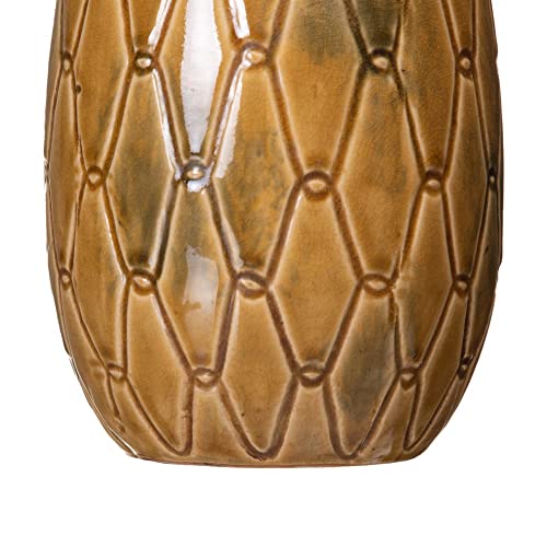 Vase en céramique moutarde 15x15x22,5 cm pour décoration de salon - 5