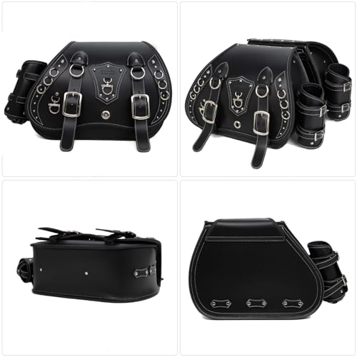 QJBOMTO Alforjes de couro de alta densidade para motocicleta, bolsas laterais com suporte de copo, i