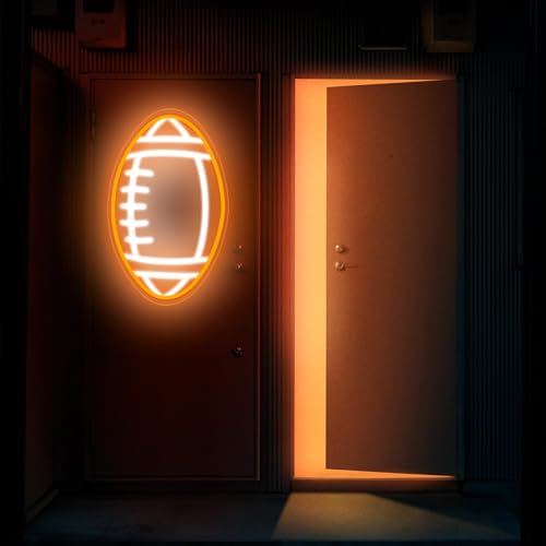 Image of Football Neon Sign for Wall Decor, Dimmable LED Light, Rugby Shaped Neon Light for Man Cave, Teens, Boys, and Girls' Bedrooms and Game Rooms Decor - Fans Present