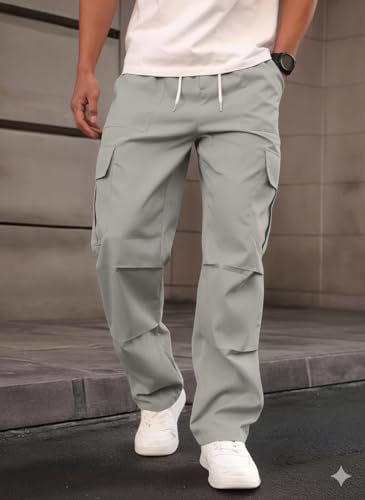 Image of JVX Men Cargo ||Cotton Cargo Pants || Casual Trousers | Comfortable Lower for Men | Breathable Pants with Multi Pockets & Drawstring Elastic Waistband (CARGO-05)