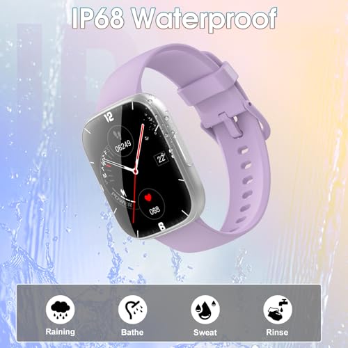 Image of Puqo Smart Watches for Men Women, 1.95 inch HD Touchscreen Fitness Tracker with Bluetooth Calls, IP68 Waterproof, 120+ Sport Modes, 7-Day Battery, 24 /7 Heart Rate & Sleep Monitor for Android iOS (Purple)