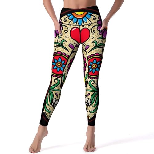 Legging crâne de fleur haut de gamme et pantalon de sport de compression taille S