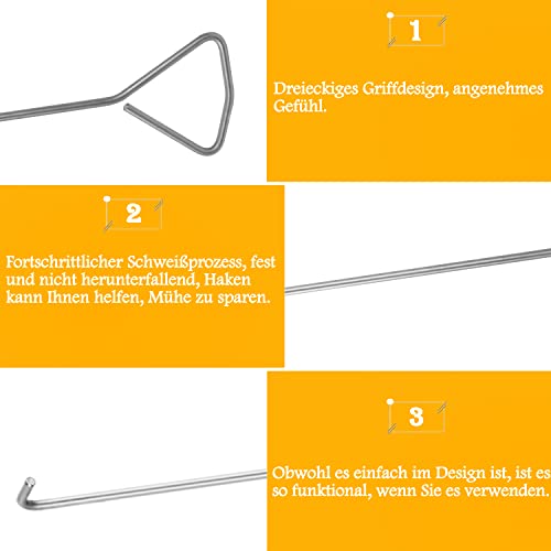 MaxAwe 2 Stk 60cm Edelstahl Kanaldeckelheber, Kanalhaken Schachthaken Gullihaken Schachtdeckelhaken Schachtdeckelheber Kanaldeckelheber Haken Für Kanaldeckel
