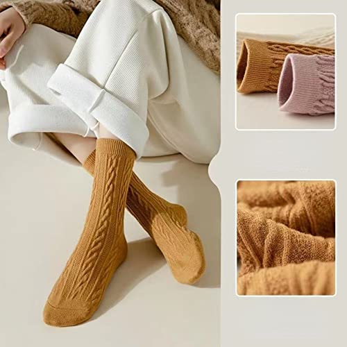 6 Pairs Cotton Socks for Women Men Girl 6Pcs Thick Knit Boots Breathable Winter Crew Socks Set Gifts 5