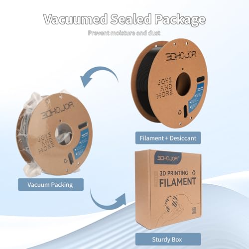 Image of 3DHoJor 3D Printing Filament Basic PLA Filament Bundle 1.75mm 1kg*2 Cardboard Spool Dimensional Accuracy + /- 0.03 mm Fit Most 3D FDM Printer -Black