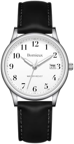 VTAIGE Watches for Men, Fashion Leather Mens Watch, Waterproof Quartz Analog Wrist Watch with Luminous Hands, Date Display, Leather Strap - Best Gift for Men