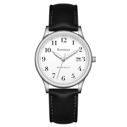 Timever Montre Analogique à Quartz pour Homme avec Bracelet en Cuir,3 Aiguilles,Date,Étanche 3 ATM,Gros Chiffres,Idée de Cadeau pour Un Amis