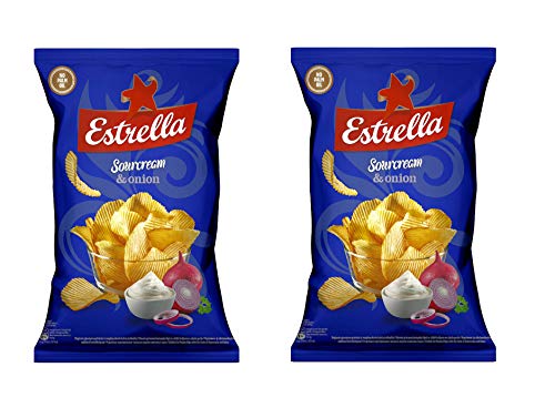 Estrella Patatas fritas (crema agria y sabor a cebolla), 130 g - Pack de 2