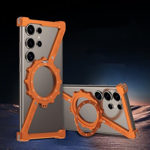 Coque Samsung S24 Ultra orange magnétique sans cadre protection métal avec support rigide