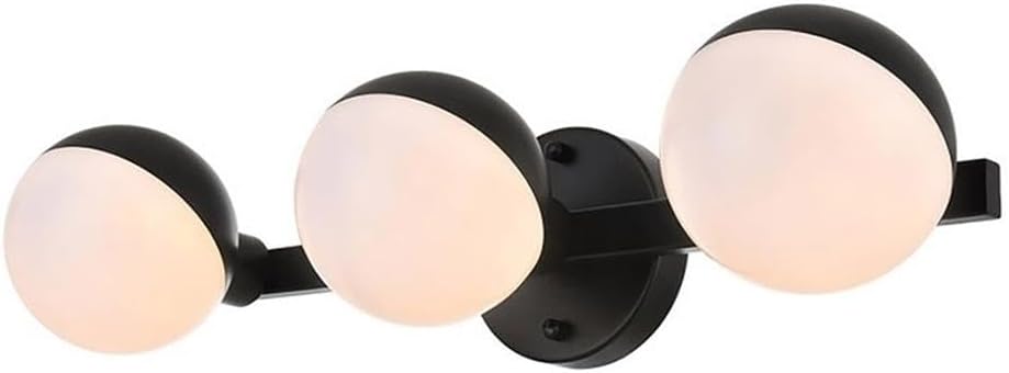 Pemberly Row 3-Light Metal Bath Sconce in Black/Frosted White