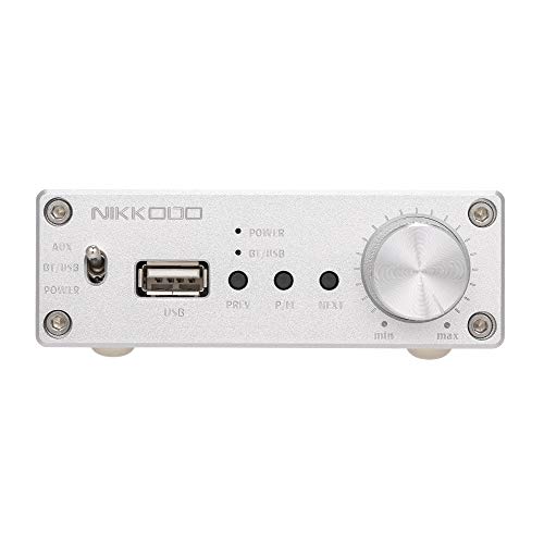 Gamogo NK-368R Amplificador de Potencia de Audio Digital BT 4.0 Mini Amplificador de Receptor de Audio de Alta fidelidad de Doble Canal 50W + 50W con Adaptador de Corriente