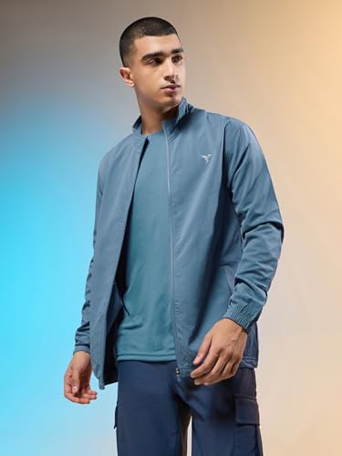 Image of TECHNOSPORT Men's Regular Fit Plus Size Solid Active Jacket With Techno Lite, UPF50+ Sun Protection