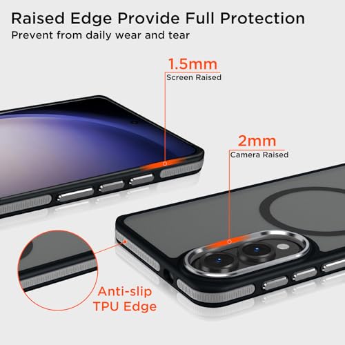 Image of MALEWOLF Case for Samsung Galaxy S25 Edge, Matte Translucent Magnetic Cover [Compatible with Magsafe] [Anti-Slip Grip], Military Grade Shockproof Hybrid Color S25 Edge Phone Case (Black /Grey)
