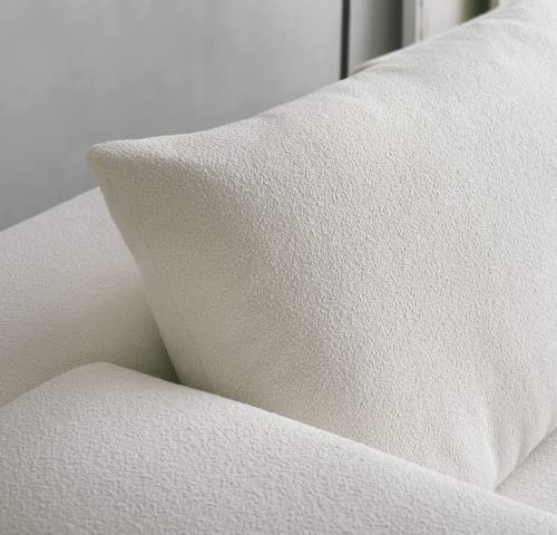 Acanva Modern L-Shaped Sectional Sofa, 3 Seat Upholstered Couch With Solid Wood Legs For Living Room, Bedroom And Lounge, Right Hand Facing Chaise, White #TOP4