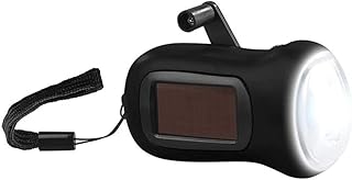 PAIQIU Hand Crank Torch, Solar Dynamo Torch, Emergency LED Flashlight, Wind Up Solar Rechargeable Torch, Outdoor Portable Manual Flashlight with Hook, Random Color