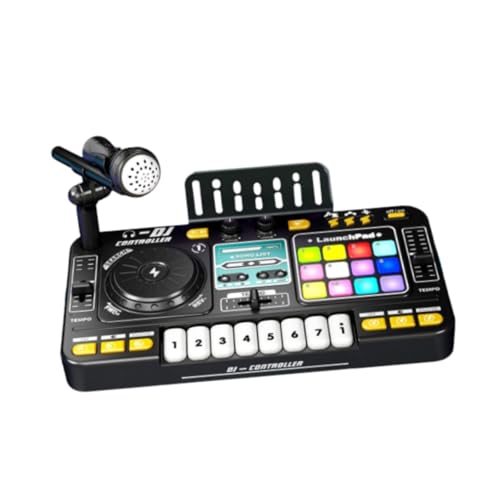 Folpus Mezclador DJ para niños Toy Musical Juguete giratriz Preescolar Teclado electrónico Aprendizaje Interactivo para niños DJ Controller Party Mezclador, con Micrófono
