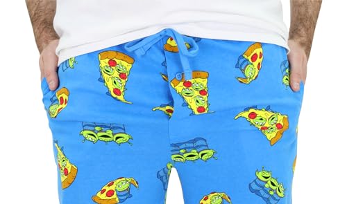 Disney Toy Story Pizza Planet Aliens PJ Pants Pajamas for Men - Elastic Waist, Pockets, Button Fly - Blue, Small3