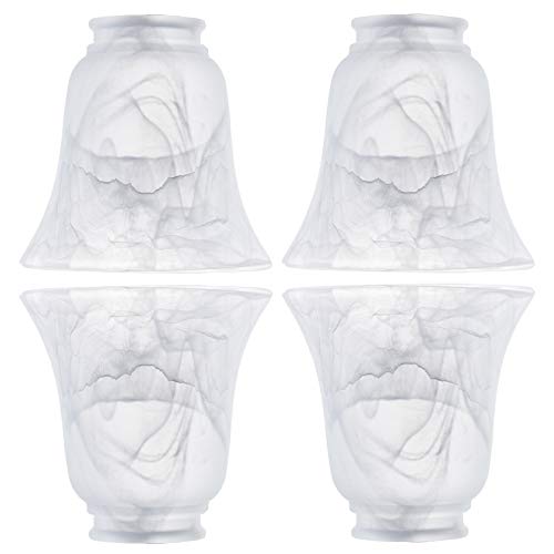 Image of Set of 4 Premium Ceiling Fan Light Covers, Transitional Style Milky Glass Alabaster Shade, Perfect Ceiling Fan Replacement Glass Accessories, Standard 2-1 /8 inch Fitter Size