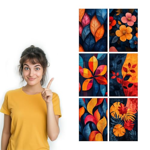 Image of SiddArtify Botanical Wall Art Prints Set - Abstract Floral Poster Decor for Living Room Bedroom Office - 12x18 inch Board Pack of 6