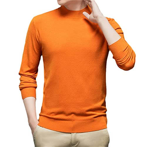 Pull à col roulé doux et chaud orange YIOLEAMP en tricot pour femme taille S