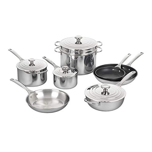 Le Creuset Tri-Ply Stainless Steel 12 pc. Cookware Set by Le Creuset - Used condition - US$670.43