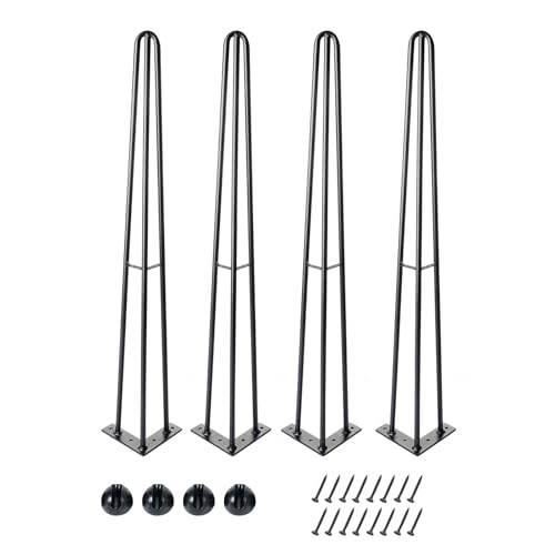 4 Pack 28 Inch Hairpin Table Legs Heavy Duty Industrial Metal Furniture Legs 1300LBS Load Capacity Black Anti-Rust Desk Legs withFloorProtectorsforCoffeeTable DiningTable Nightstand Bench Dresser