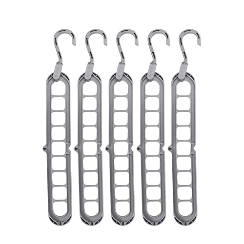 AroudightElive 5 Pcs Closet Organizer and Storage, Space Saving Hanger Multifunctional Clothes Hanger Organizer Rotating Anti-Slip Folding(Gray) by AroudightElive - Used condition - US$22.94