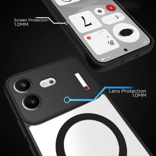 Image of RIGGEAR Shockproof Sleek Hybrid Armor Magnetic Back Cover Case Compatible with MagSafe Accessories for Nothing Phone 4b 5G (Clear PC + Black TPU Bumper)