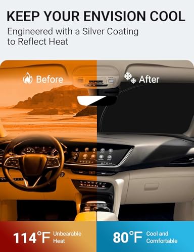 Image of Proadsy Front Windshield Sun Shade Foldable Sunshade Protector Custom Fit 2026 2025 2024 2023 2022 2021 Buick Envision 1SV, Preferred, Essence, Premium, Premium II SUV Accessories