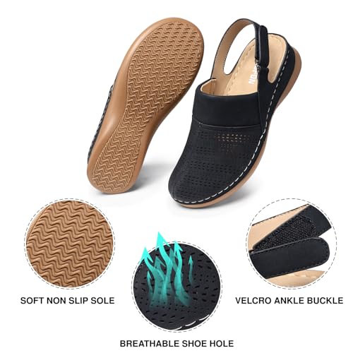 Image of TEMOFON Shoes for Women Clogs Sandals: Comfortable Closed Toe Wedge Shoes Sling-Back Walking Mules with Arch Support
