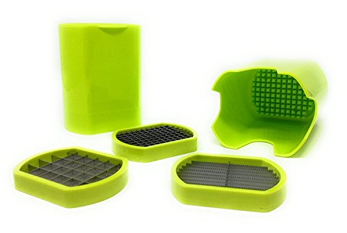 LS Kitchen – Handmatige friet- en groentesnijder, levering met 3 snijroosters, roestvrij staal en ABS, groen. - Image 7