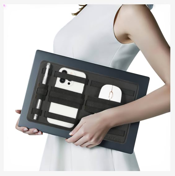 HeheiTom Reusable, adhesive portable organizing laptop, cable backpack Computer accessories Office and home desktop management solutions teacher, student, birthday Christmas Black (A)