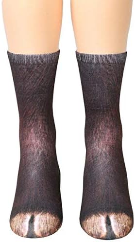 Eurobuy Animal Paw Socks 3D Digital Simulation Print Cat Dog Foot Hoof Paw Feet Crew Socks Adult Socks 