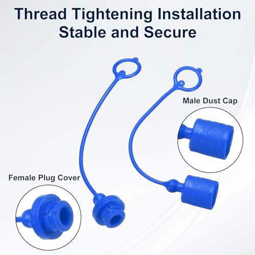 Image of HARFINGTON 2Sets 3 /8 Hydraulic Hose Dust Cap and Plug Kit, ISO-A Male Dust Cap & Female Plug Cover Quick Disconnects Air Coupler Cover Port Plug Fittings with Retention Ring, Blue /Yellow