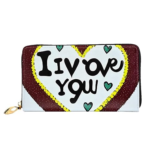 Portefeuille de voyage long pour femme grand format noir zippé Love Confessions