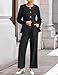 ZESICA Women's 2026 Spring Two Piece Suits Set Casual Business Long Sleeve Blazer Jacket Wide Leg Pants Work Outfits Sets,Black,Large