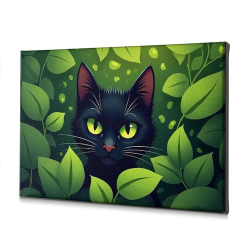 Toile chat noir yeux verts WTD pour apporter une touche de magie chez soi