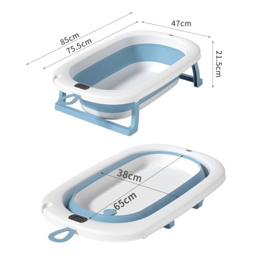 Image of Baby Bath Tub with Temperature Sensor, Bath Chair | Anti Slip Bathtub with Folding Bathing Support | Baby Bath Seat /Sling with Non Slip Suction Base for Babies (Pink-White)