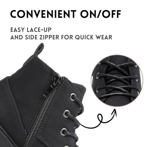 Ahannie Boys Boots Toddler Kids Work Boots Outdoor Casual Side Zipper Ankle Boots thumb #3