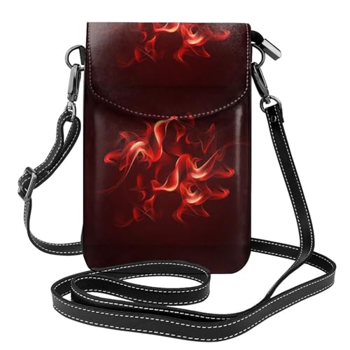 Pochettes pour téléphone portable femme petit sac bandoulière Flamme rouge en cuir PU avec cartes