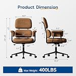 HomeZeer Brown Office Chair, Memory Foam Seat Mid Century Modern Desk Chair | 3.9" Sloped U-Shaped Memory Foam Cushion, Granular Linen Fabric, Lumbar Support, 1.2mm Sturdy Metal Tube, 400LBS Capacity