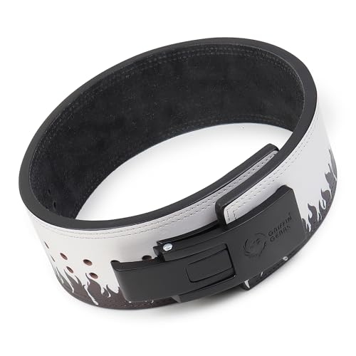 Image of 10MM UV Print Designer Lever Gym Belt | Custom Powerlifting Belt | 100% Full Grain Genuine Leather | IPF Standard | Black Fire Belt with Black Buckle | Size Small